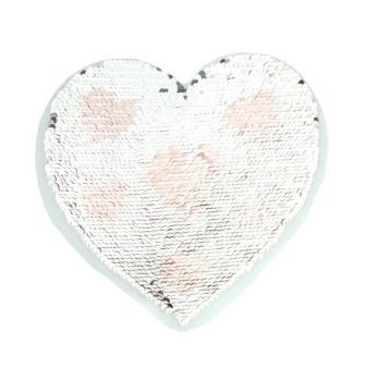 Applikation - Wendepailletten - Herz - rosa silber